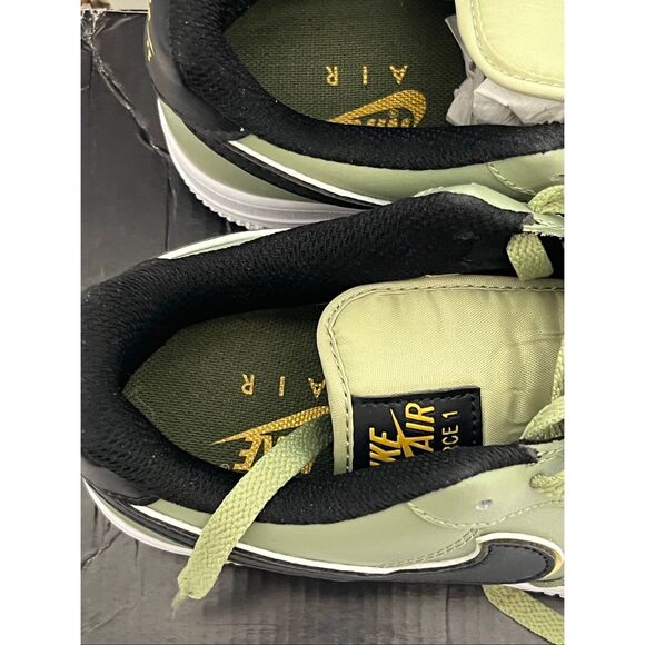 Nike Women's Olive Green Black Air Force 1 Double Swoosh Sneaker Shoes Size 8 - Picture 6 of 9